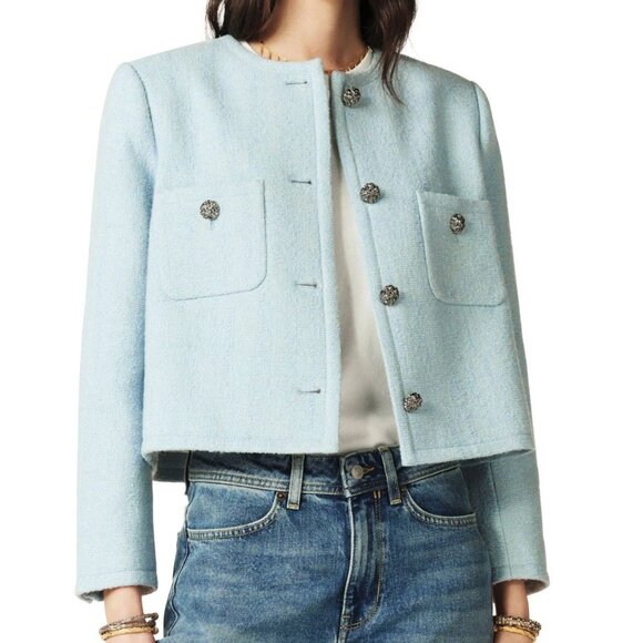 NWT CHRISTIAN LACROIX Old Money Blue Tweed Evening Jacket Preppy Elegant Blazer - Picture 1 of 9